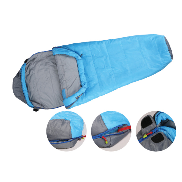 2 layer light blue mummy sleeping bag